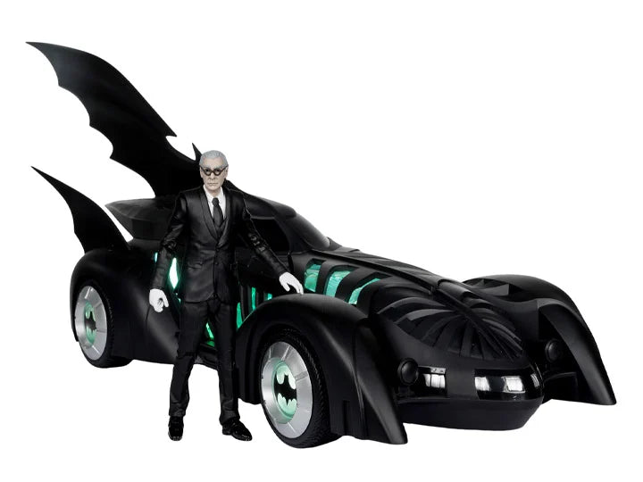 DC Multiverse Batman Forever Alfred Pennyworth & Batmobile