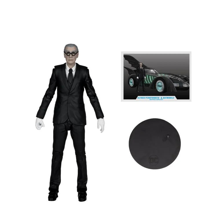 DC Multiverse Batman Forever Alfred Pennyworth & Batmobile