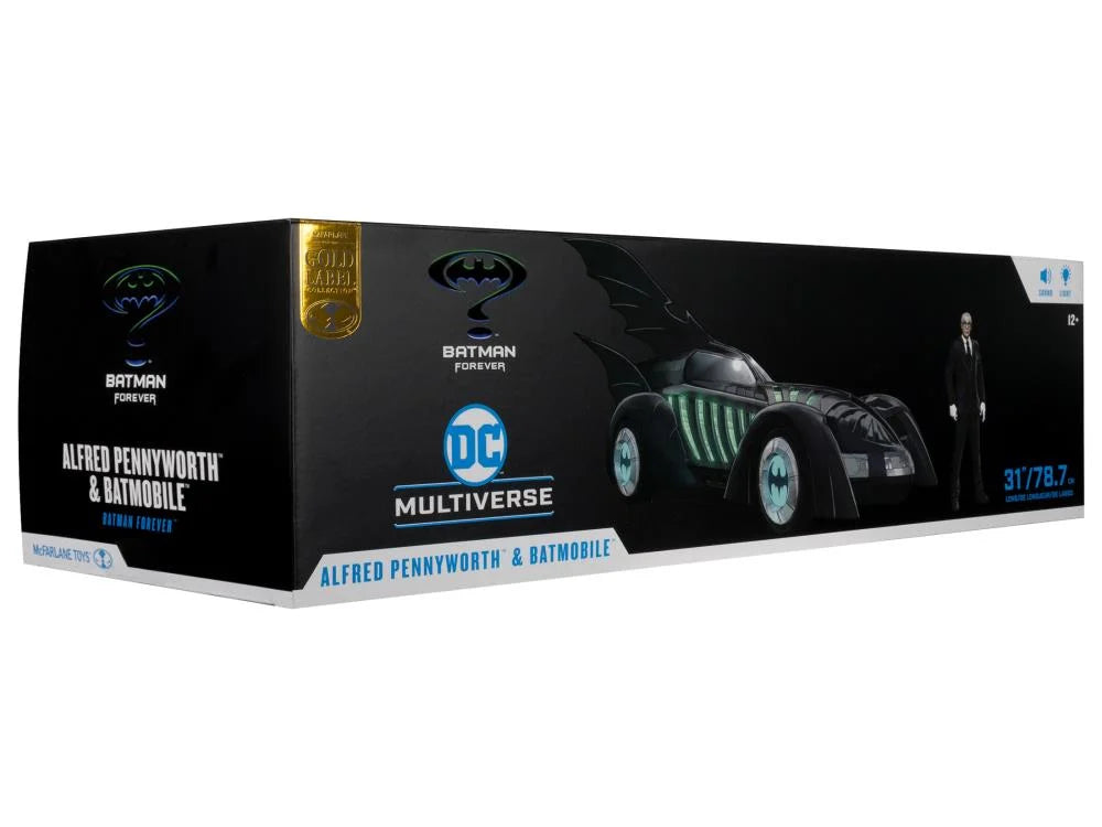 DC Multiverse Batman Forever Alfred Pennyworth & Batmobile