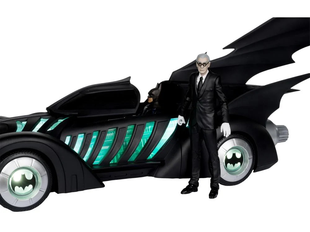 DC Multiverse Batman Forever Alfred Pennyworth & Batmobile